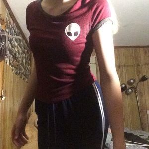 Burgundy alien top